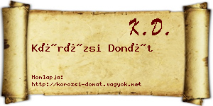 Körözsi Donát névjegykártya